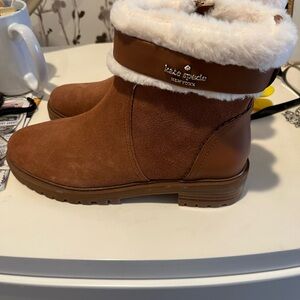 Kate Spade Tan Boots with Cream Fur Trim